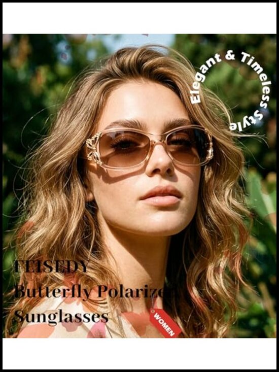 Vintage Y2K Butterfly Wrap Around Polarized Sunglasses UV400 Women Oval